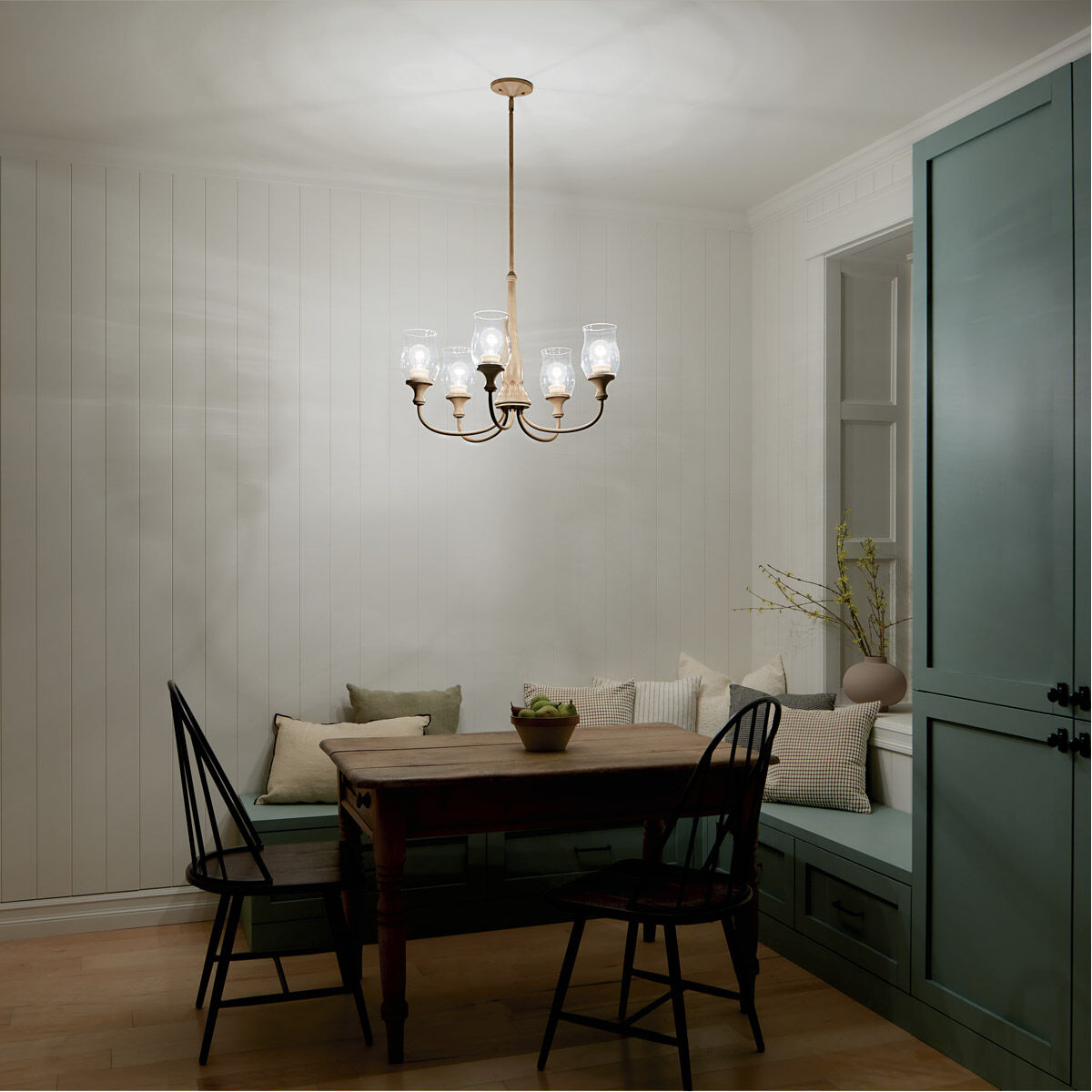 Homestead Melis 5 Light 26.5 inch Adobe Cream Chandelier Ceiling Light in Warm Maple